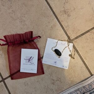 Anne Koplik Black Pendant Necklace with Gold Chain